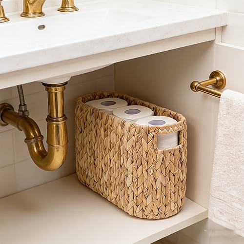woven toilet paper storage basket roll capacity dispenser with side opening for bathroom vanity decorative storage bin for small spaces great for options shelf baskets