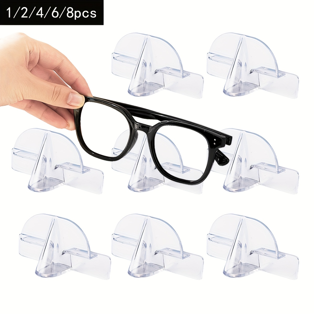 

A Set Of 1/2/4/6/8 Glasses Storage Racks, Wall-mounted Glasses Organizers, Stylish Eyewear Storage, Racks For Hanging Multiple Pairs Of Glasses, Wall And Home Decor (transparent Color)