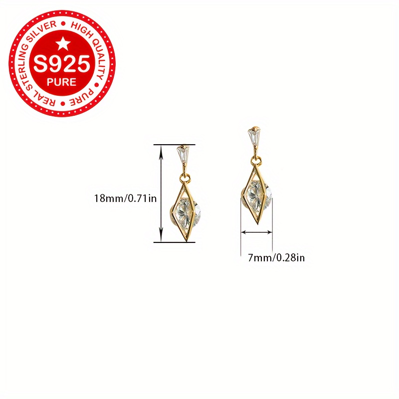 Women's 18K Gold Plated 925 Sterling Silver Stud Earrings with Cubic Zirconia
