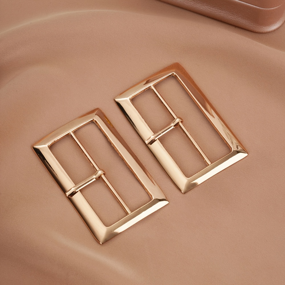 TEMU 2pcs Alloy Rectangular "" , Polished Metal Belt & Adjustable Fastener For Luggage, Apparel, And Accessories, Compatible With Multiple Webbing