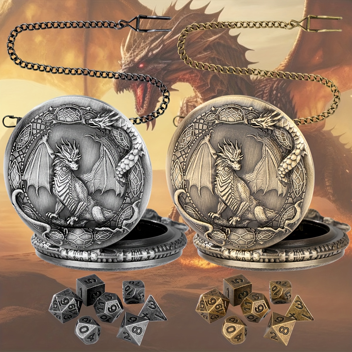 7pcs Role-Playing Game Dice Set with Dragon Pattern Storage Box