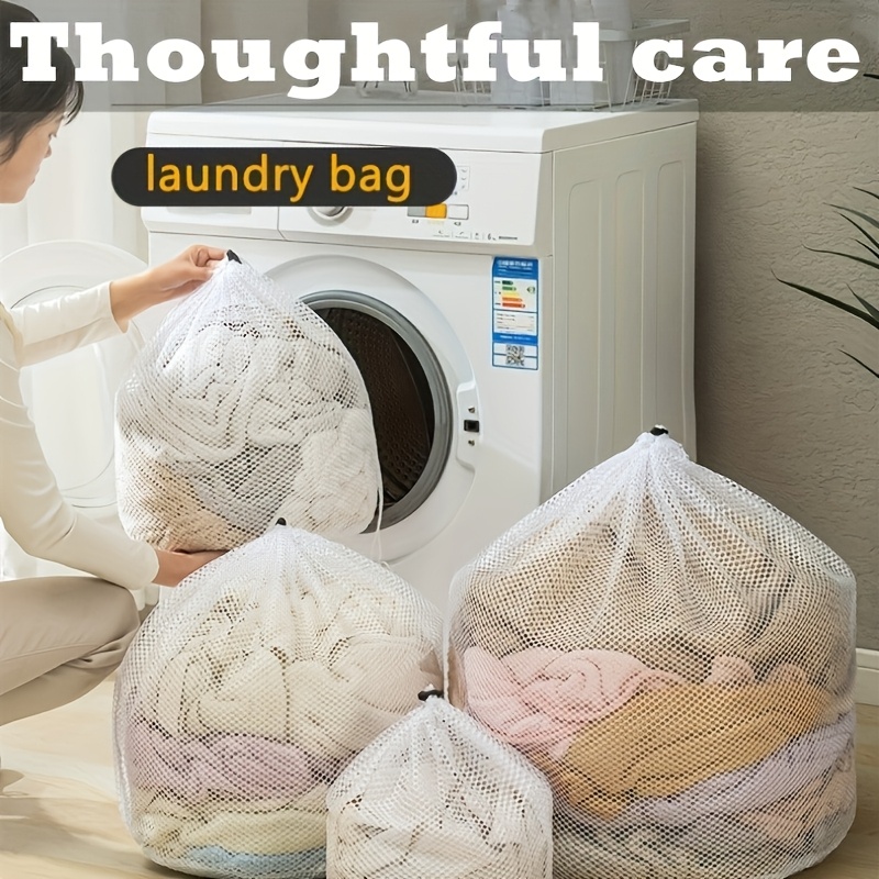 

Extra-large Mesh Laundry Bag With Drawstring Closure - Polyester, Machine Washable For & Outdoor Use