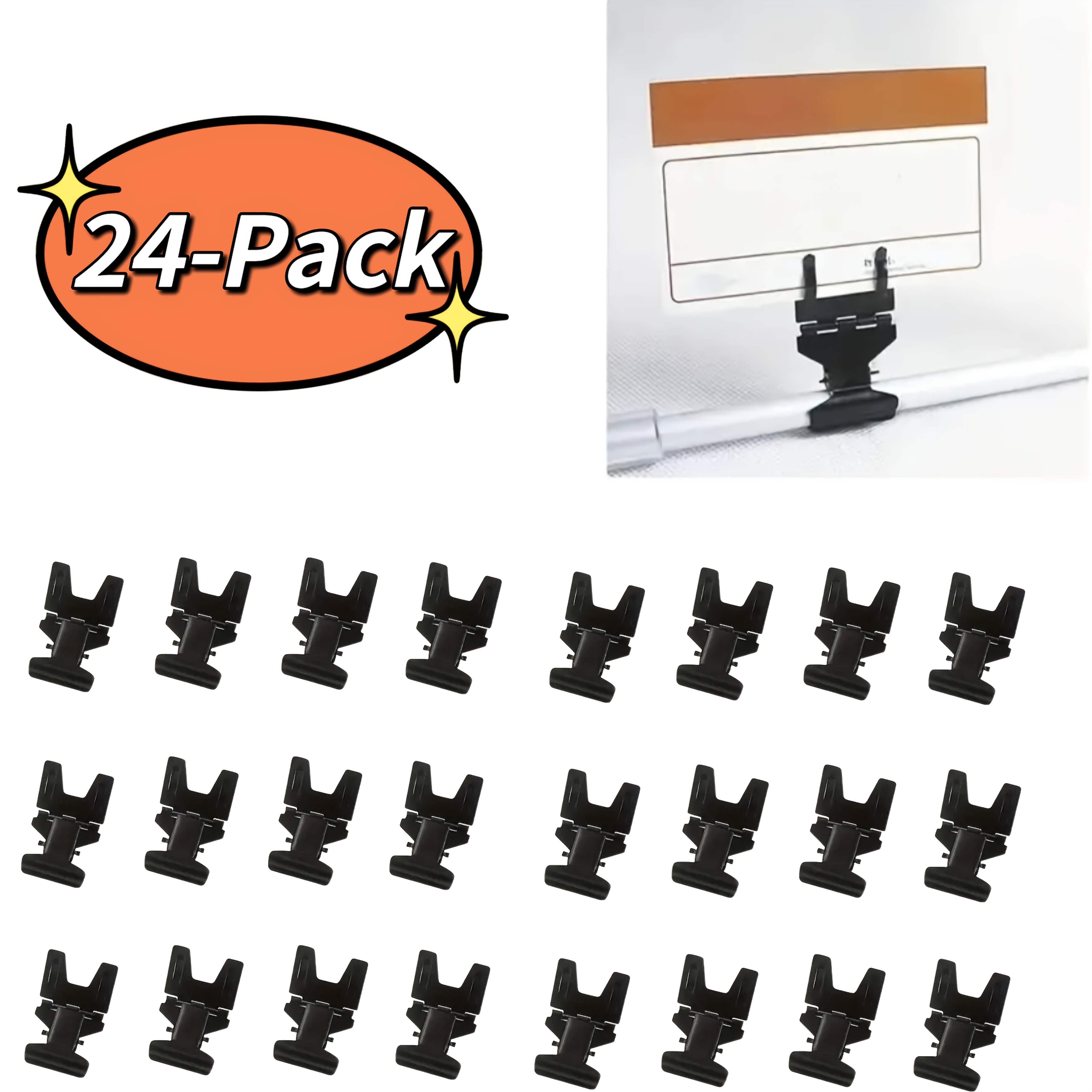 E-shop 24 Stück Metall POP Clip Schildhalter, Vielseitige Preisschild- Kartenhalterung für Einzelhandel, Supermärkte Bäckereien (Schwarz, 24 Stück)