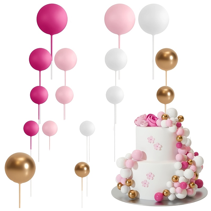 Image of 16pcs Cake Decoration Balls Set – 4- Foam Cake Toppers For Birthday Cakes, Wedding Cakes, Party Dessert Table Centerpieces, Diy Cake Plug-in Decorations And Event Styling
