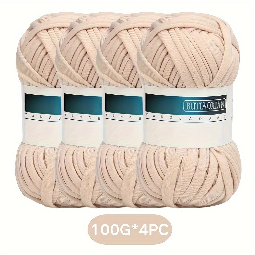 TEMU Chunky Polyester Yarn 4-pack, 100g Each, Variegated T-shirt Yarn For Crocheting And Knitting, Soft Fabric Yarn For Diy Baskets, Bags, Blankets, Hats, Toys, Scarves - Diverse Colors