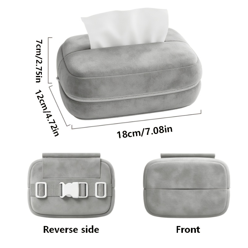 1-Pack Car Tissue Box with Multiple Installation Methods, Car Passenger Side Tissue Holder, Seat Back Hanging Tissue Pouch, Multi-Functional Armrest Box Tissue Dispenser