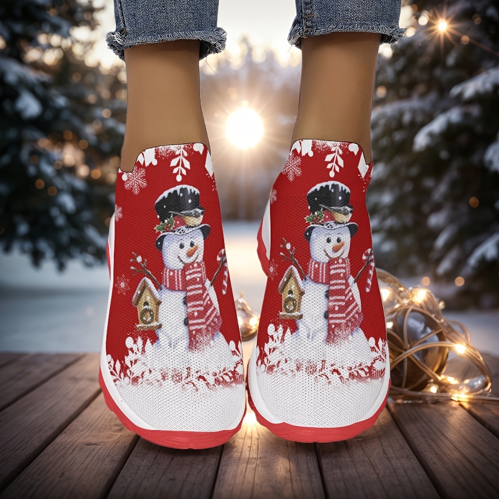 

Women' Sneakers - Breathable, Slip-on Casual Shoes With Christmas Design, Comfortable Low Top For All , Shoe Accessories