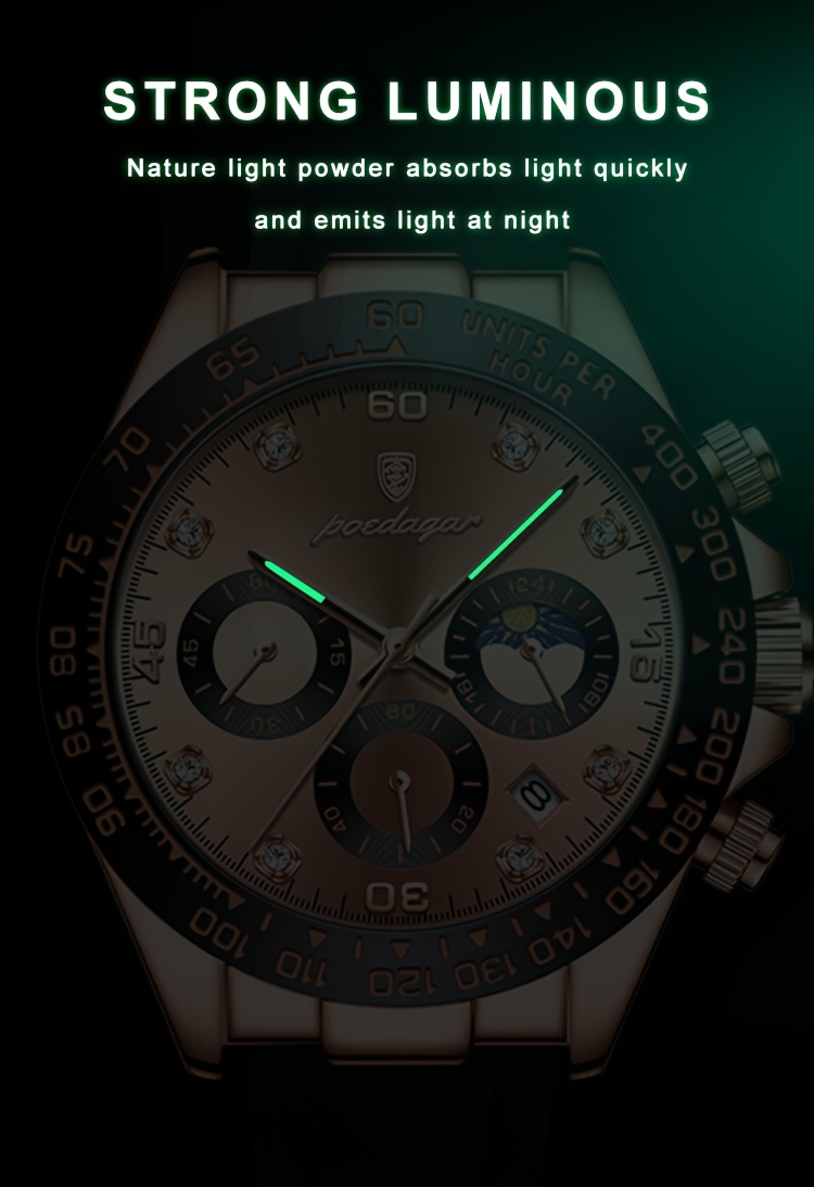 s waterproof quartz watch rose golden luminous calendar timer silicone strap business fashion style ideal for students professionals details 9