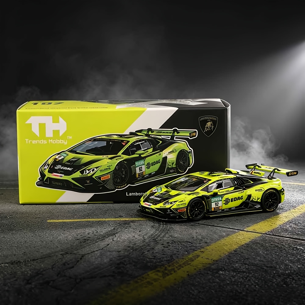TEMU Trends :64 pour Lamborghini Huracan GT3 Evo DTM n° 92 Modèle de voiture de simulation en alliage de qualité supérieure, figurine pour vitrine
