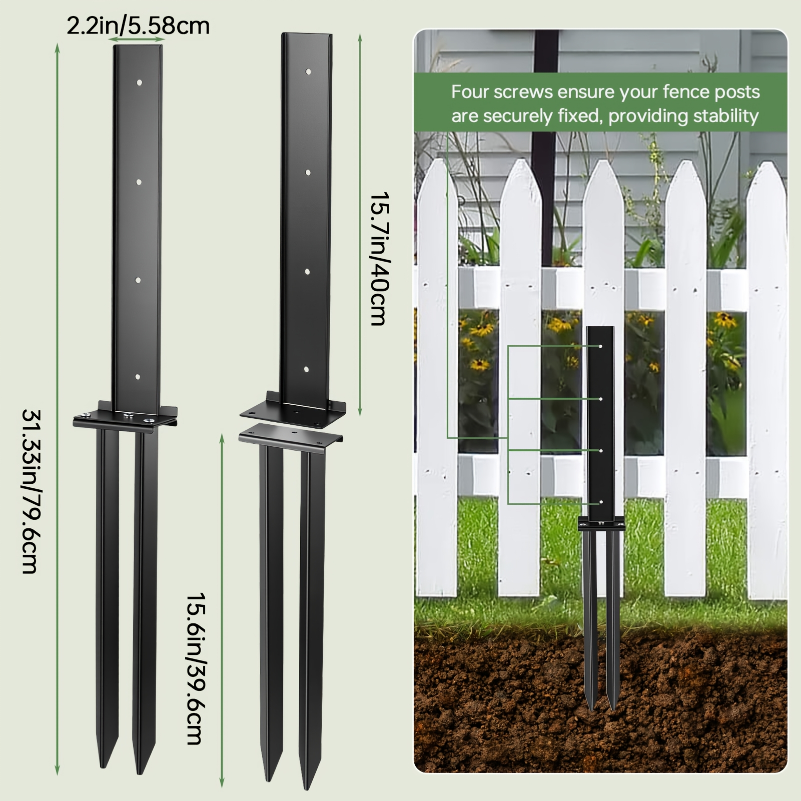Image of [3d] 4-pack Fence Repair Kit - Fence Repair Posts, Wooden Fence Repair Tools, Fence Anchor Bolts, For Repairing Fences