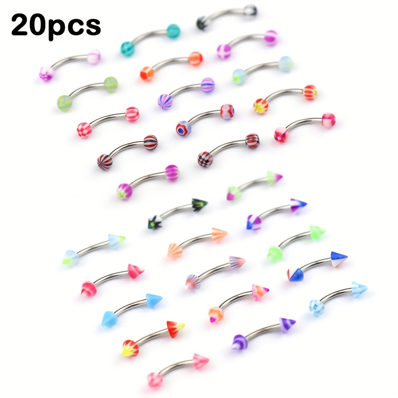 10pcs Acrylic Eyebrow Ring Stud Earrings, Body Jewelry