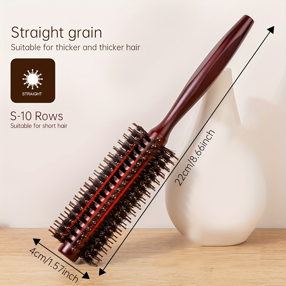 Image of 3-pack Natural Hair Brush With Round Brush - Static Suitable For Curly, Wavy, Straight Hair - Salon & Home Use, Styling Brush For Volume & (3 Brushes)