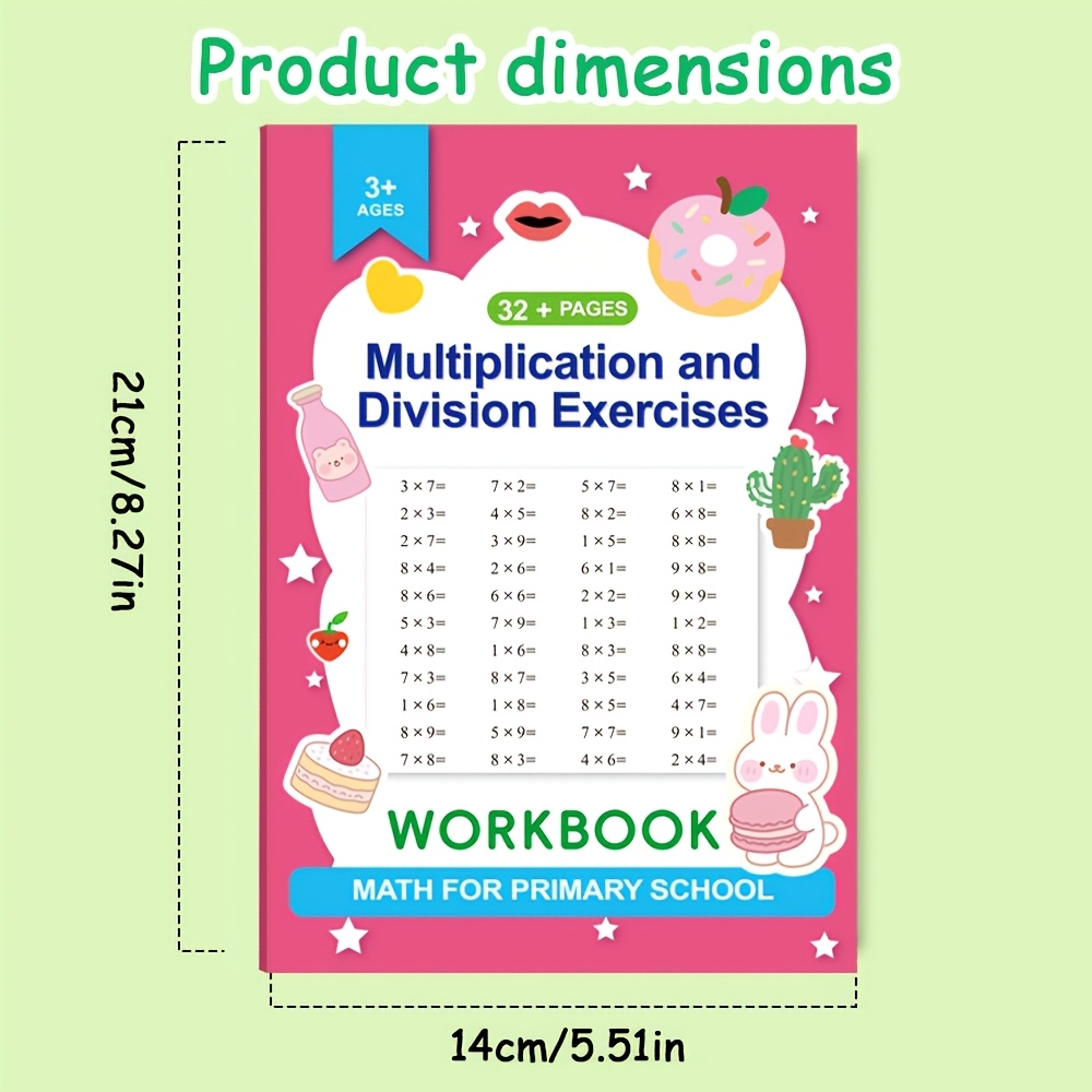 Image of Multiplication And Division Practice Book With Handwritten Exercises & Number Tracing - 9 Workbook For, & S - Back To School Supplies, Easter & Christmas Math Gifts Suitable For School & Use