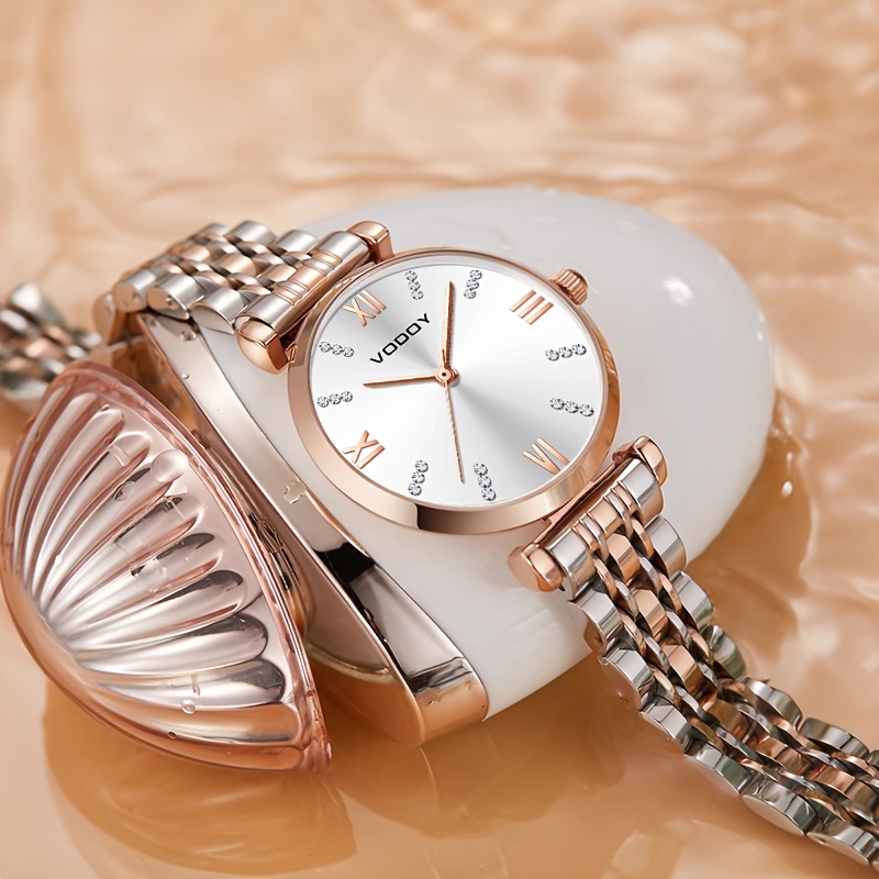 Image of High-end, Stylish Women's Mechanical Watch With A Stainless Steel Bracelet, Automatic Date Display, And Luminous Hands.