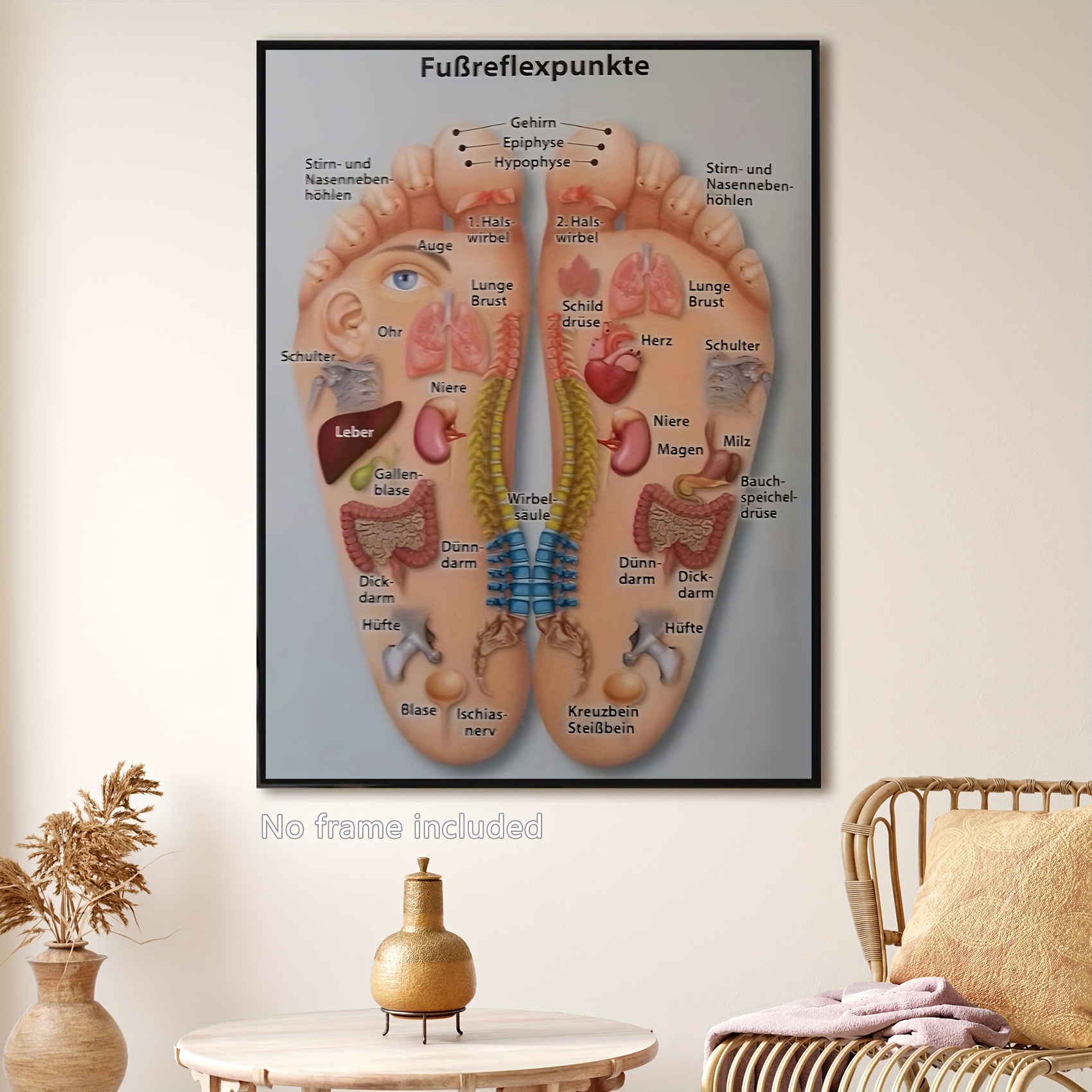 

Room Decor 1pc Reflexology Foot Map Canvas Art Print, 12x16 Inches, Multifunctional Home Decor Poster For Living Room, Bedroom, Bathroom - Wall Hanging Massage Relaxation Chart