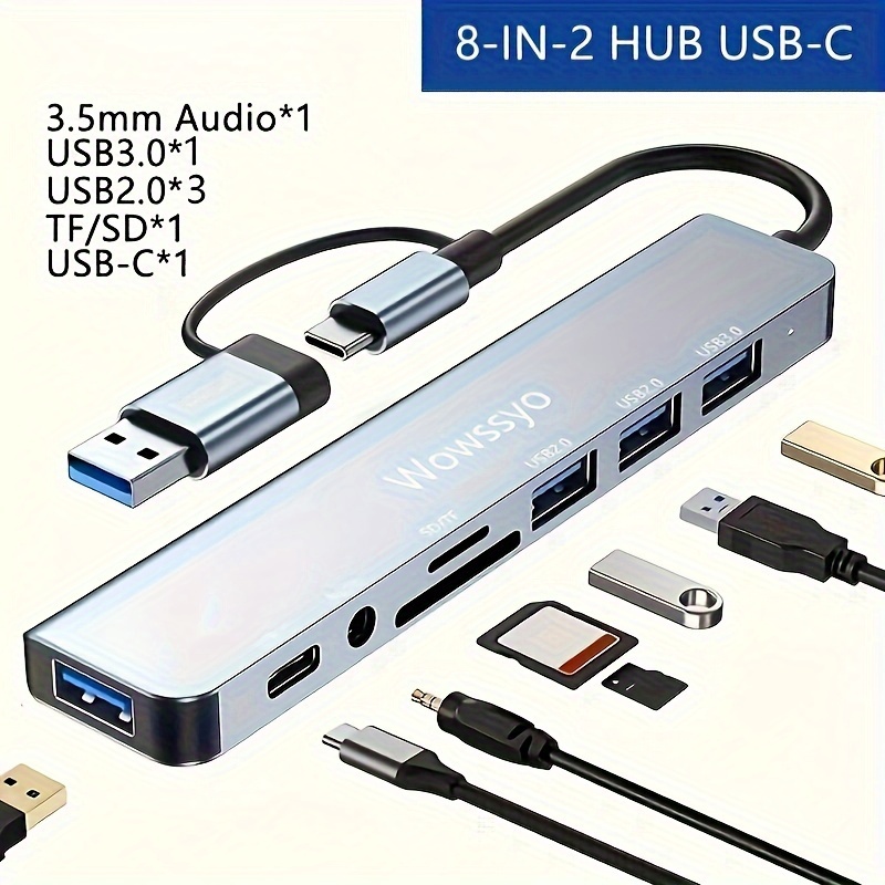 

Wowssyo Usb C Hub 8 In 1, Usb C Adapter For Macbook Pro/air, Hdtv 4k, Sd/tf Audio Usb 3.0/2.0, For Ipad Pro M1, Xps, Pro7/pro X/chromebook/samsung, Pc Laptops