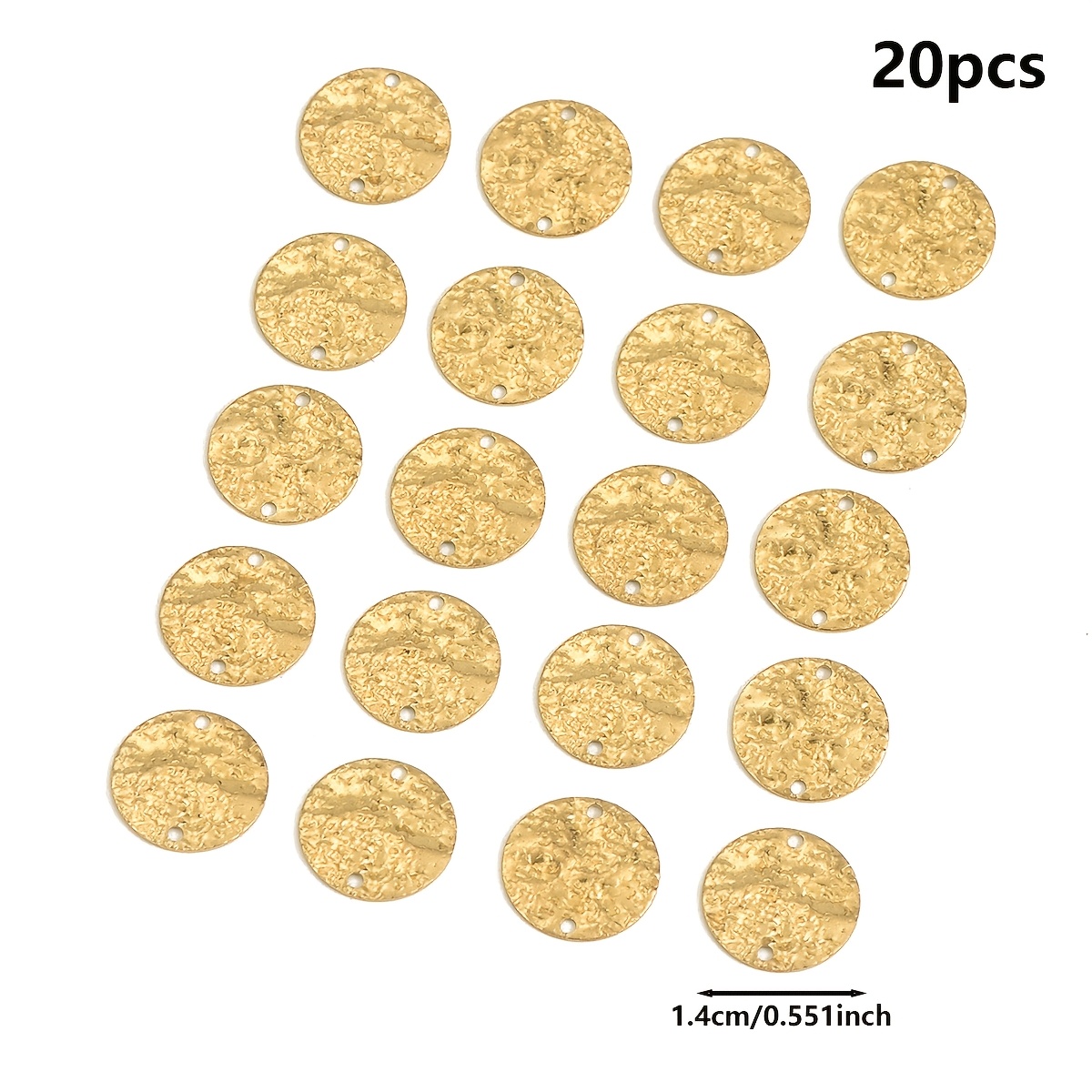 TEMU 10pcs/20pcs Cintre Original en Laiton Géométrique -Convexe Rond Pendentif Double Trou Feuille Métal Crêpelée Fabrication de Bijoux Collier Femme