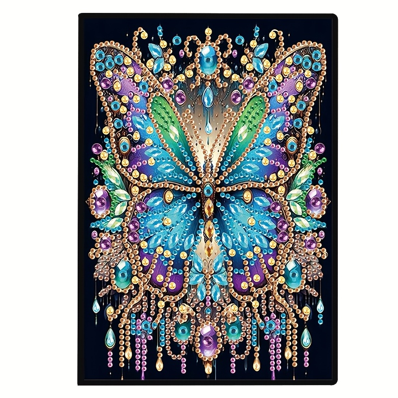 

1pc 5d Diy Butterfly Diamond Art Notebook - Insect Theme, Leather Cover, Irregular Shaped , Craft & Educational Diary, Perfect Gift For Home Office & Birthdays