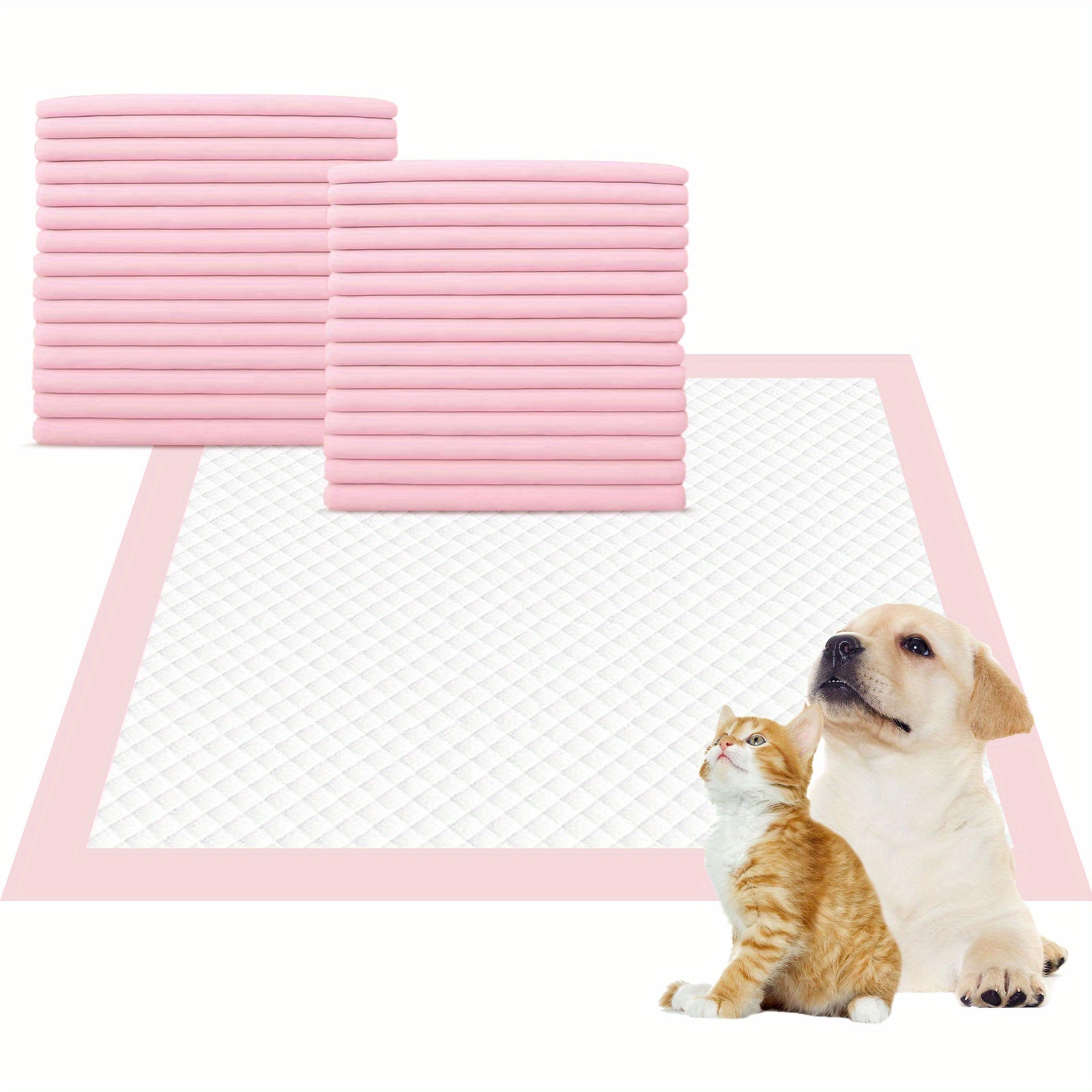 TEMU [super Absorbent & Leak-proof] Ultra Thick Pad Pink & Pee Pads 30/60/100pcs | 6-layer Thick Heavy-duty Pad | Fast Dry, Strong & Tear-resistant |
