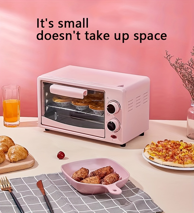 12qt compact pink countertop oven 12 saving design for baking roasting and small pizzas easy mechanical knob control small kitchens details 0