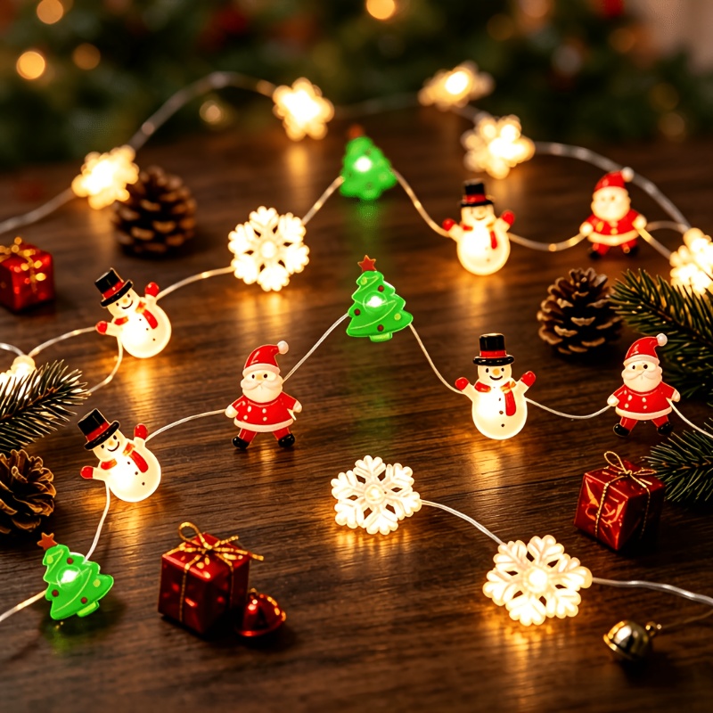 TEMU Luci decorative natalizie a stringa da 39,4 pollici/118 pollici, luci a LED natalizie con design di , di , albero e di , luci fatate a batteria