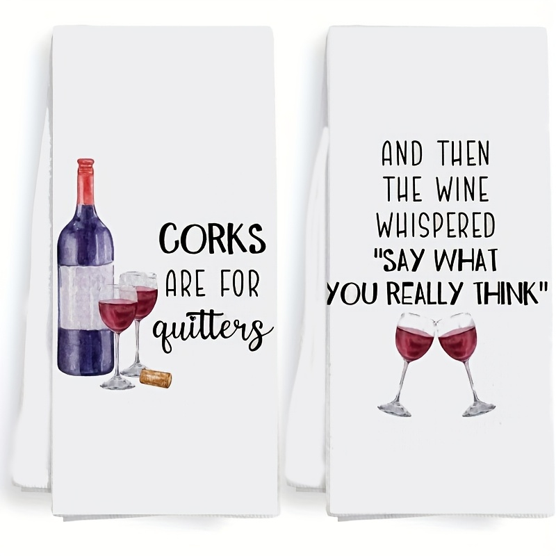 TEMU 2pcs Wine-themed Kitchen Towels & Dishcloths Suitable For Gifts, Wine Bottle Print Dish Towels, Modern Hand Washable Cloths For Wine Lovers,