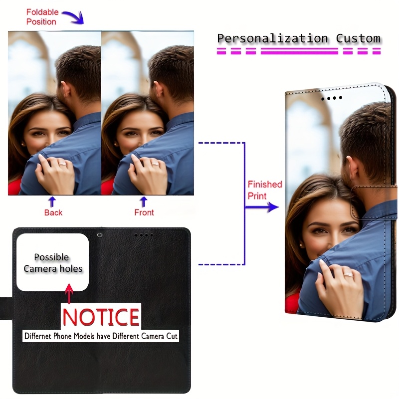 TEMU Phone Case - Diy Custom Print Image Text Faux Leather Flip Phone Case For Xiaomi Mi Poco X 7 6 5 4 3 2 1 0 C40 M5s S Nfc Cover Card Slot Wallet