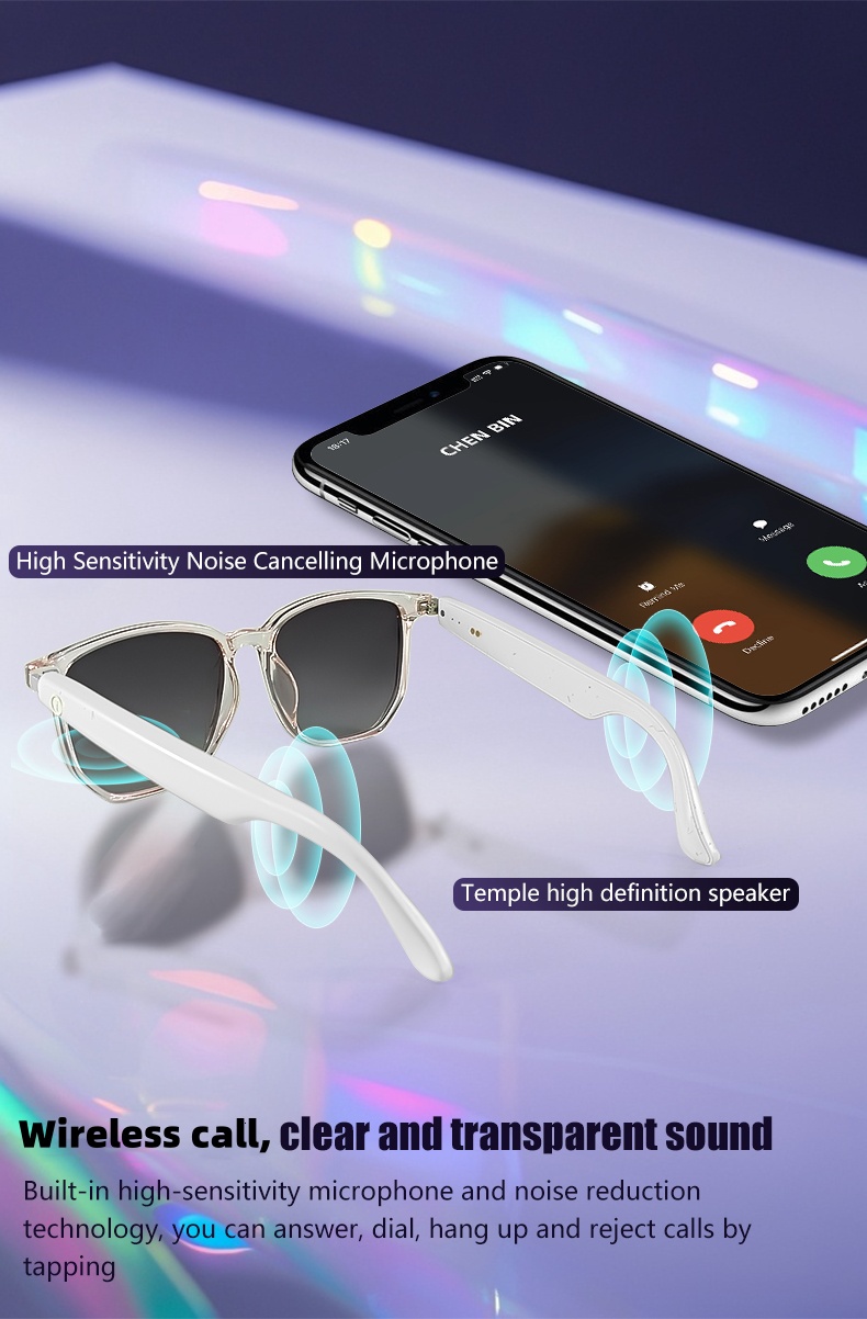 2025 wireless smart glasses auto dimming lens touch control built in microphone high resolution audio wireless rechargeable battery great for office outdoors sports driving music hands free phone ideal holiday gift Product details 4