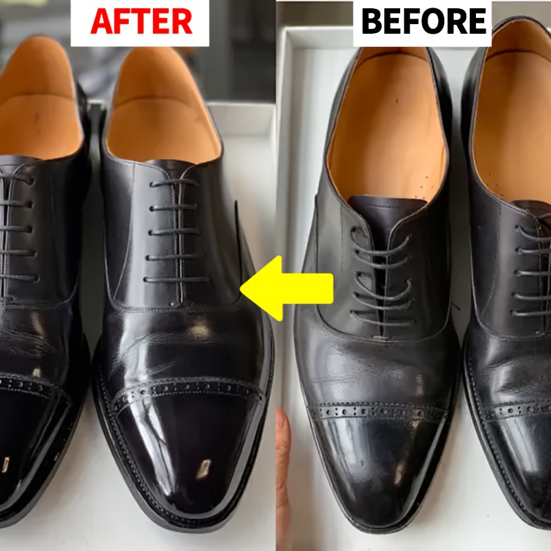Leather Shoe Color Restoration, Shoe Wax Polishing, Use of Polishing  Sponge, Black Leather Shoe Brown Leather Shoe Oil Used for Polishin
