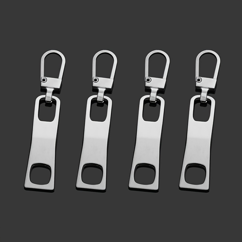 4/5pcs Two-hole Rectangular Metal Zipper Head Pull Tab Detachable Repair Artifact Clothes Schoolbag Zipper Pull Pendant Replacement Additions
