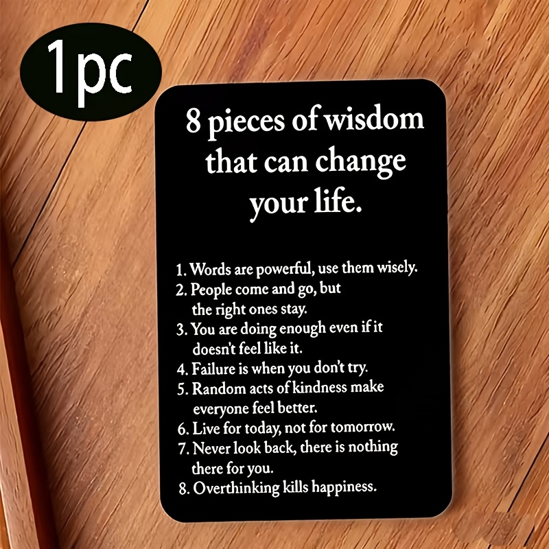 TEMU 1pc, Pvc Material, Motivational Quote Engraved Wallet Card, 8 Encouraging Quotes, Suitable As An Encouraging And Gift For Family, , And