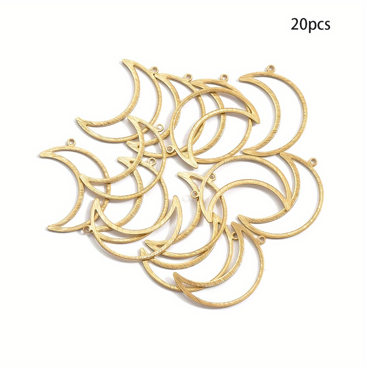 8pcs/20pcs Brass Brushed Hollow Ornament Accessories Single Hanging Hollow Moon Diy Creative Hollow Earrings Necklace Pendant