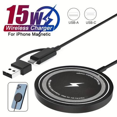 15w magnetic wireless charger for iphone17 16 15 14 13 12 11 pro max 13mini wireless charging on induction back case