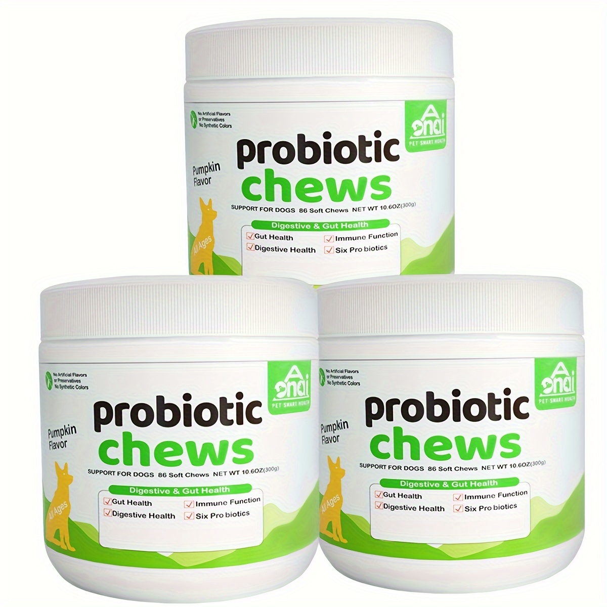 TEMU 3pcs Probiotic Supplement Chewable Tablets For Pets And Dogs-600 -nutritional Supplement - Promotes And Absorption - Suitable For All Breeds