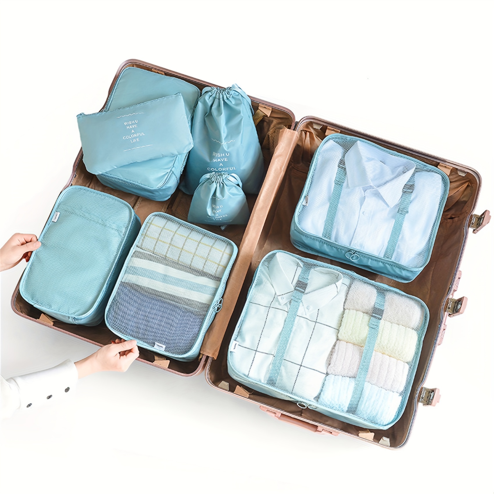 7pcs Travel Storage Bag Set, Business Trip Travel Underwear Organizer Bag,  Luggage Clothes Packing Cubes, Cosmetic Sub-packing Bag With Shoes Bag