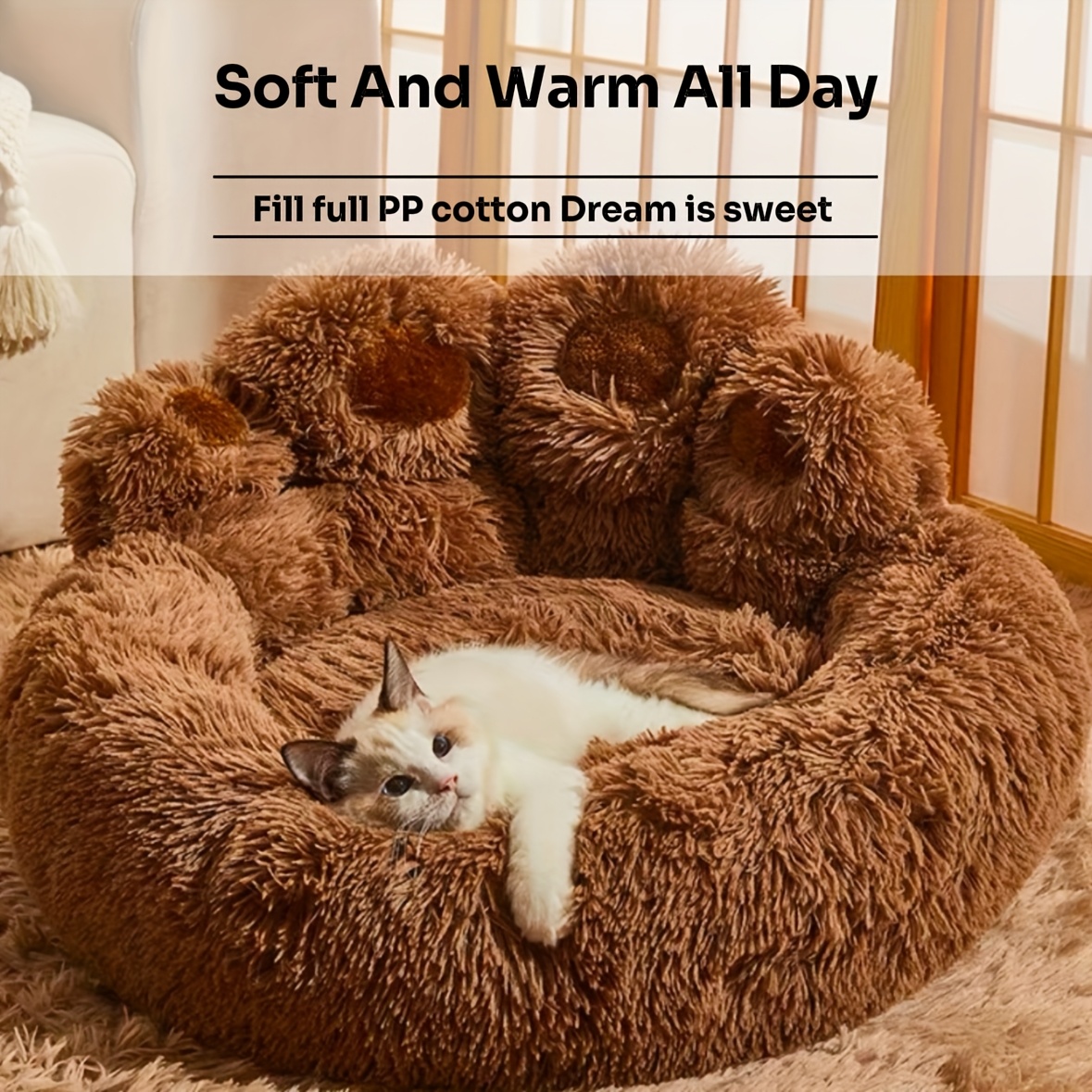 extra large   plush pet bed soft   fur   cat lounger warm anti slipcushion for small medium 8 large breeds cozy   for   Product details 3