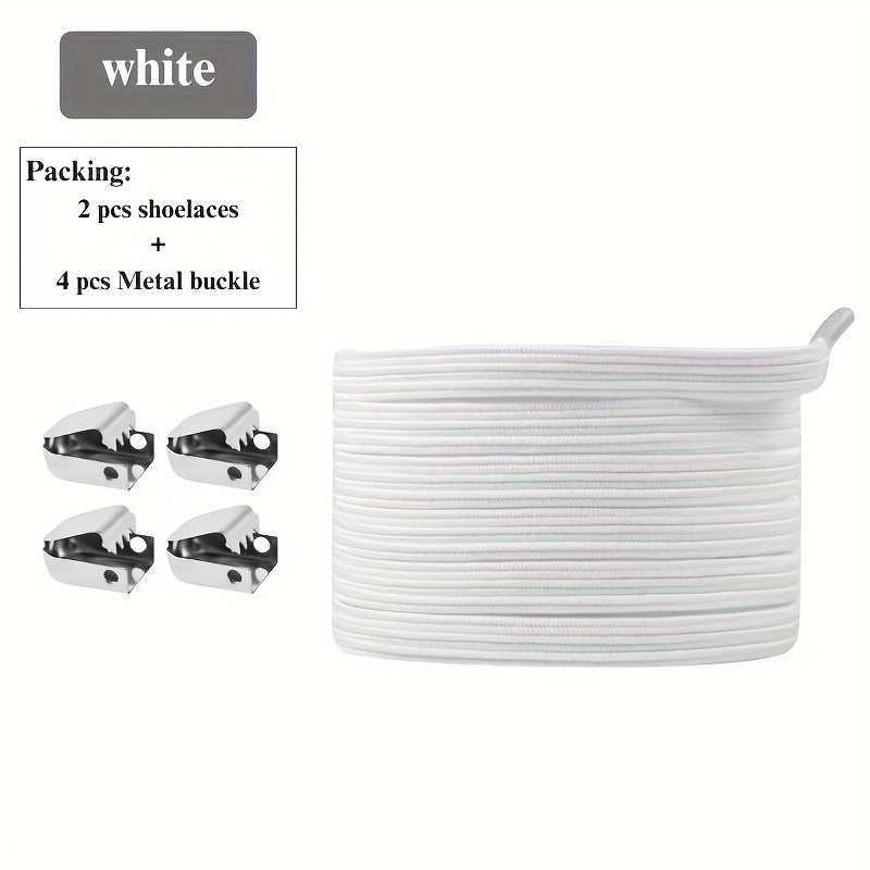 TEMU Ein Paar elastische Schnürsenkel-Sets, inklusive 2 elastische Schnürsenkel 4 Metall-Druckknopf-Schnallen. Schnürsenkel ohne Binden, geeignet für