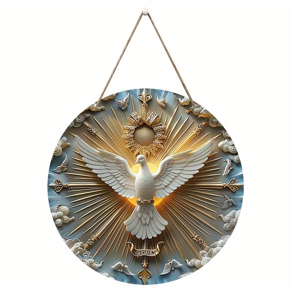 

1pc Wooden Peace Round Decorative Hanging Sign Welcome Door Sign Room Ornament Home Decor