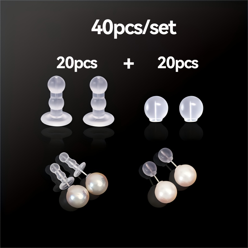 40pcs Silicone Ear Backings - Anti-piercing Ear Studs, Full-coverage Ear Plugs, Ideal For Making, Jewelry Making Supplies|transparent Ear Studs|silicone Material