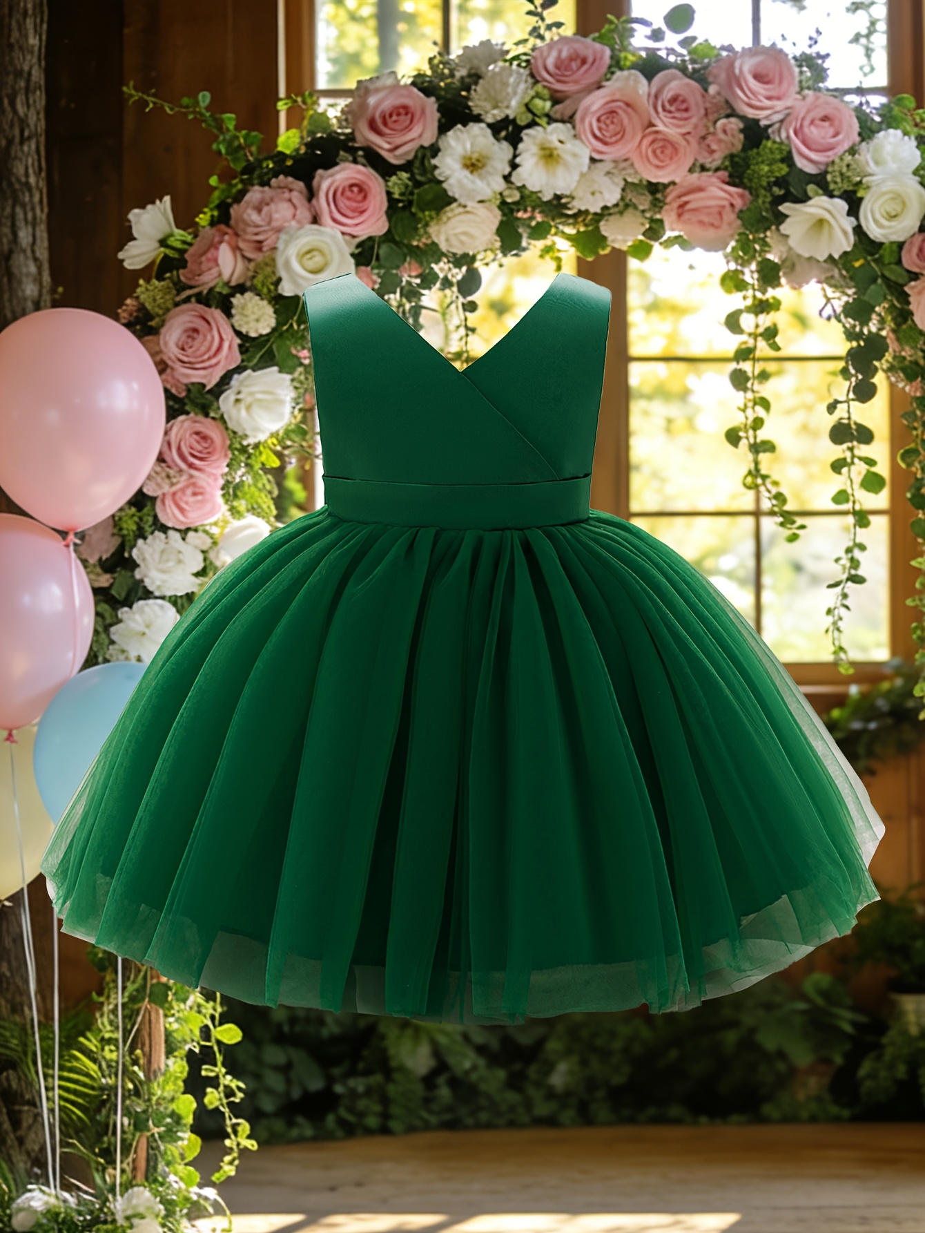 forest green toddler dress Green Ruffle Twirl Dress For Girls & Toddlers main image 0