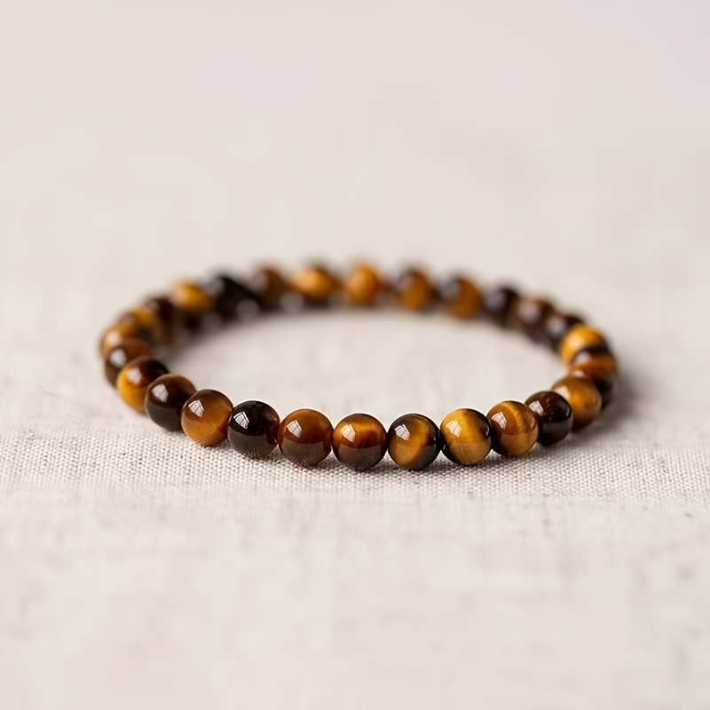 

Elegant 6mm Aaa+ Tiger Eye Stone Bracelet - Boho Chic Fashion Accessory, Perfect Gift For Valentine's, Christmas, Birthdays & Anniversaries