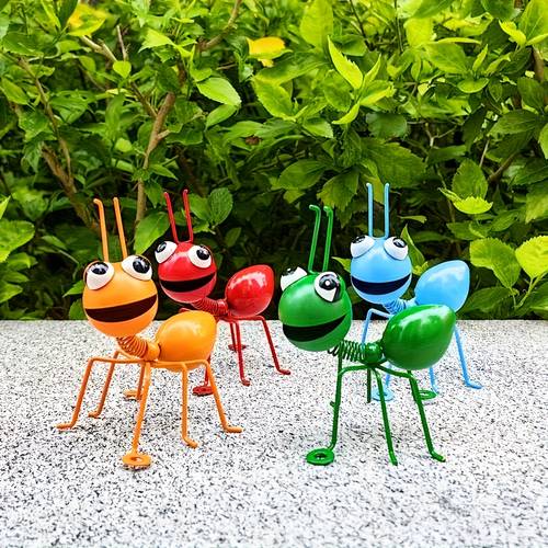 4pcs set of iron ant sculptures with big eyes colorful ants garden and yard decoration halloween theme no batteries required