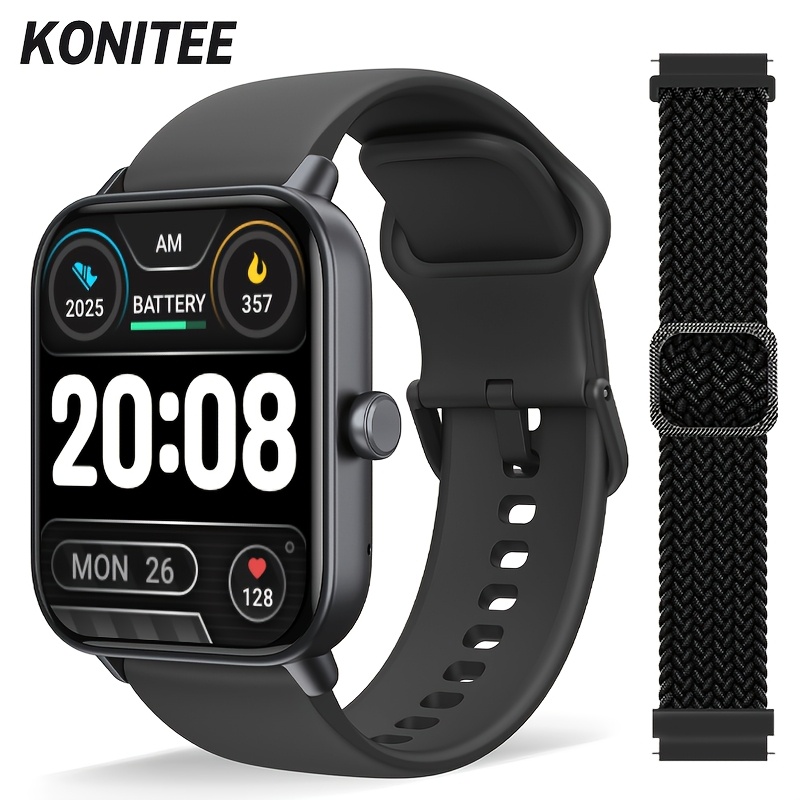 TEMU Montre connectée ultra intelligente Konitee pour femmes et hommes, écran tactile intégral de 1,8 pouces avec Alexa, appels fil et notifications