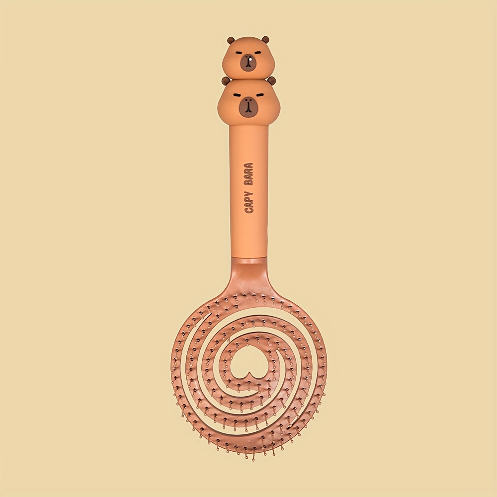 1pc Capybara Ventilated Hair Brush - Circular Hollow Comb, Heat Resistant, Scalp Massage, Anti Static Detangling Comb For Wet/dry Hair, Cute Animal Design Quick- & Everyday Use