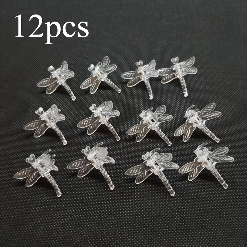 TEMU Ensemble de 12 pinces à plantes transparentes de libellules, conçues pour une durabilité et une fixation douce, pour fixer les tiges de et