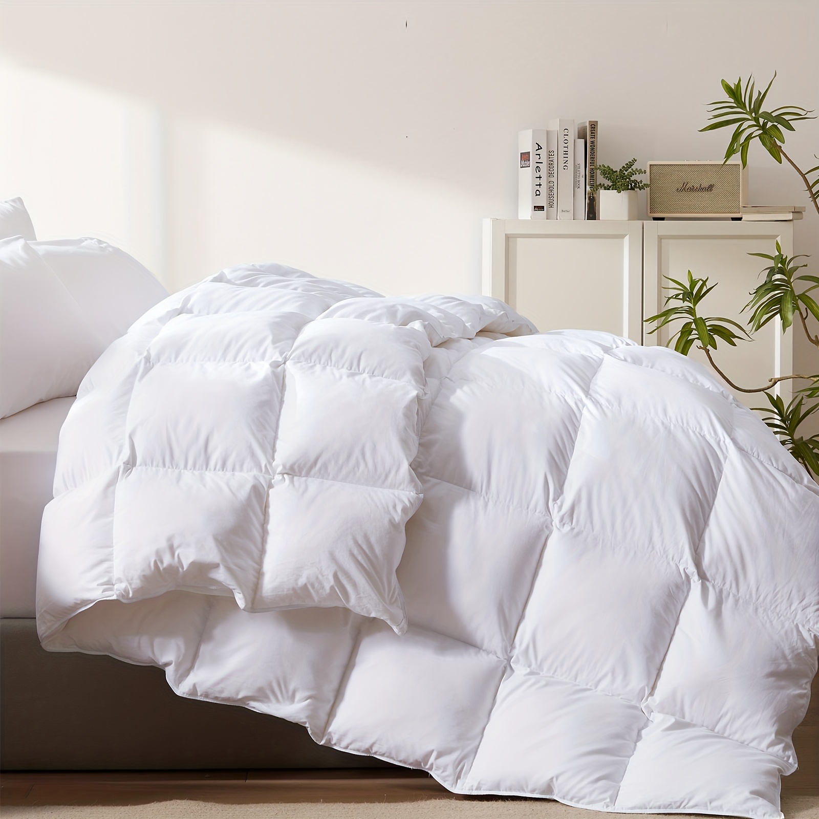 TEMU Couette en Plumes et Duvet - Toutes Saisons, Blanc, Taille King, Insert de Couette - Literie Hôtelière avec Housse en Coton Égyptien 100%