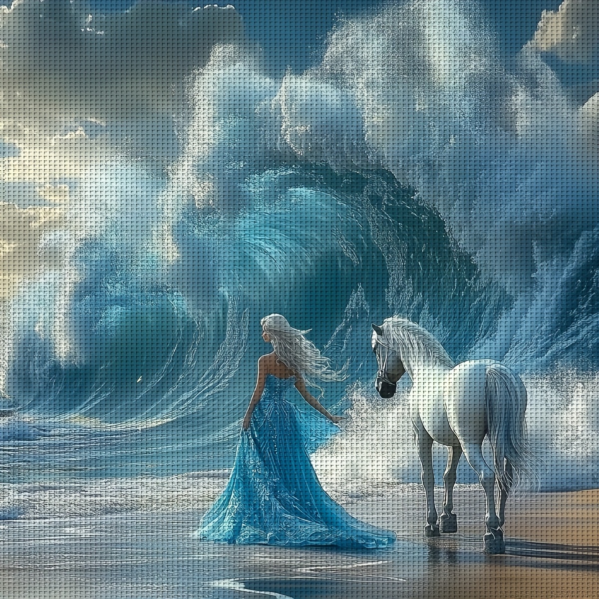 TEMU Jozysh 40x40cm/15.7x15.7in Stitch Kit, Embroidery Craft Set, Princess Beach Pattern Printed Stitch Kit, Random Thread Board Stitch Material Kit,