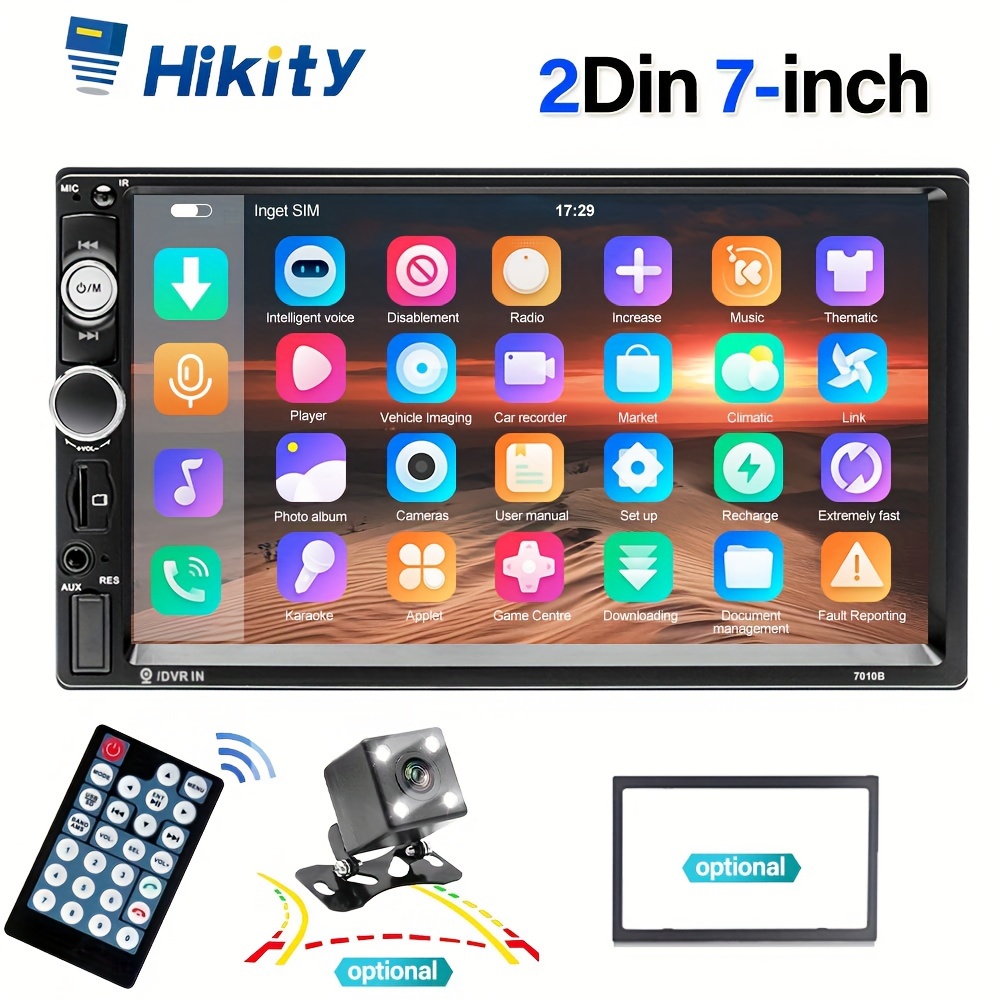 

Hikity 2 Din Car Multimedia 7" Hd Mp5 Touch Display Usb Fm Autoradio + (optional)