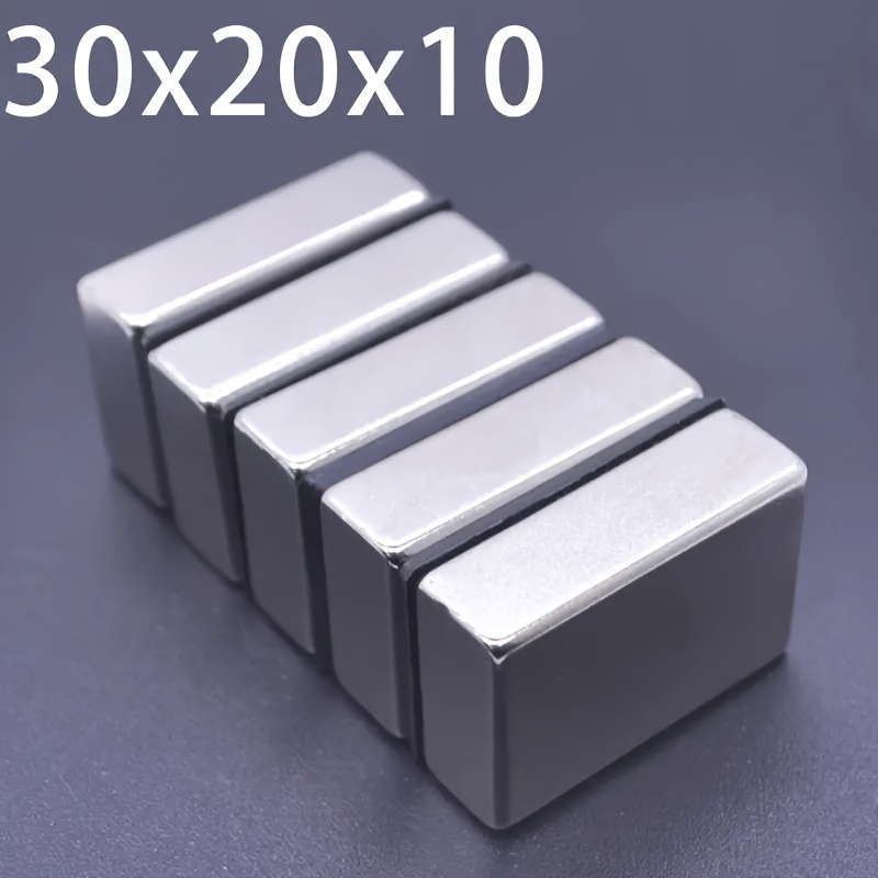 

2pcs Neodymium Magnets, 30x20x10mm N35 Ndfeb Metal Block, Permanent Rectangular Imanes For Fridge, Science Projects
