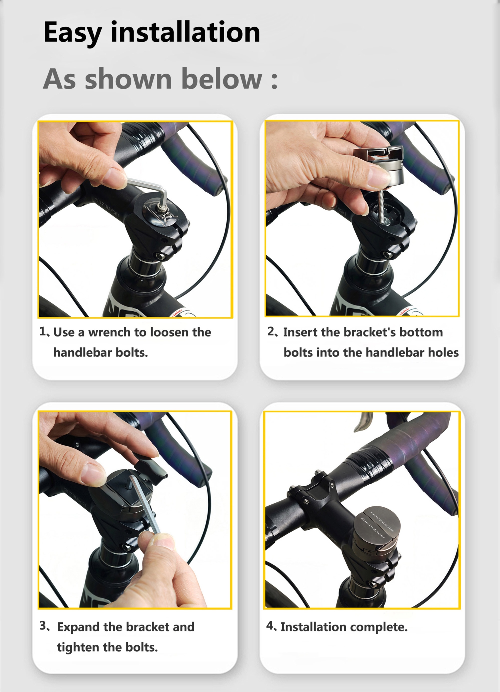 SHIZIWANGRI Aluminum Alloy Invisible Bike Phone Mount 360° Rotation Bicycle Handlebar Cell Phone Holder Shockproof Soft Rubber Cycling Phone Stand for Road Mountain Bike